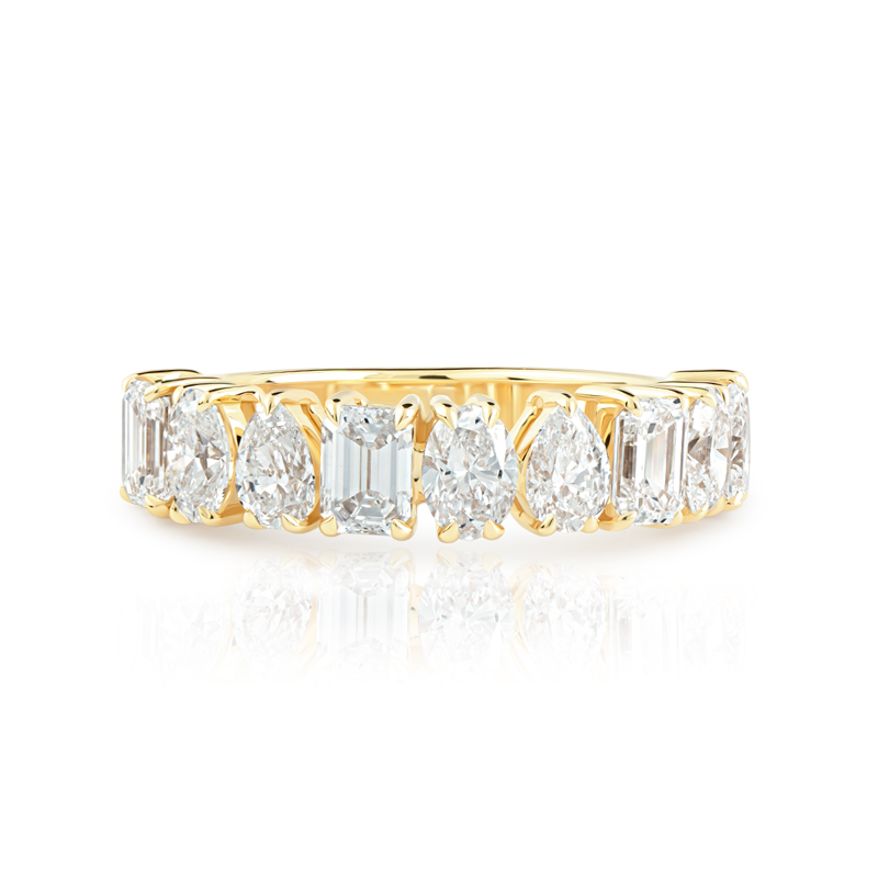 slim fit dress slacks Natural Emerald And Diamond Dress Ring Set In 9 Carat Yellow Gold main image 1
